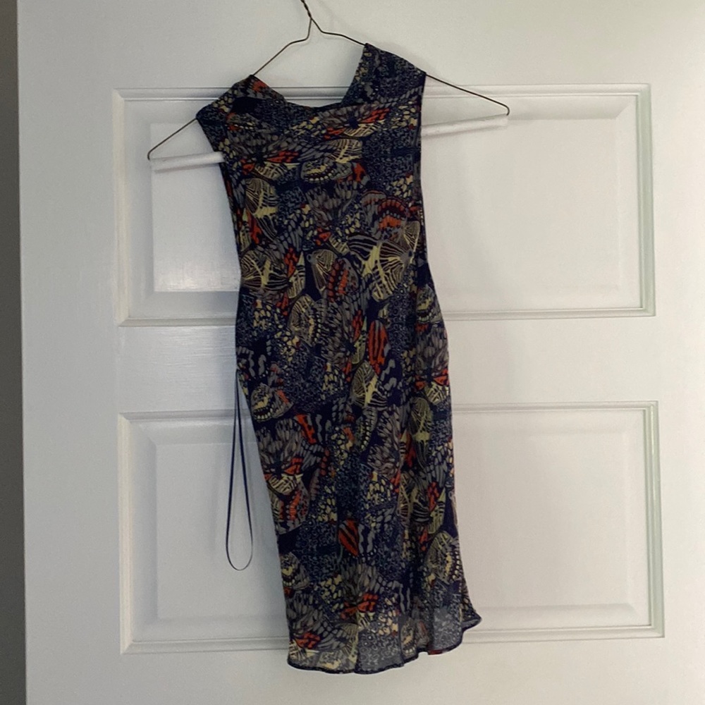 Blue Patterned Sleeveless Top Small Amanda Uprichard